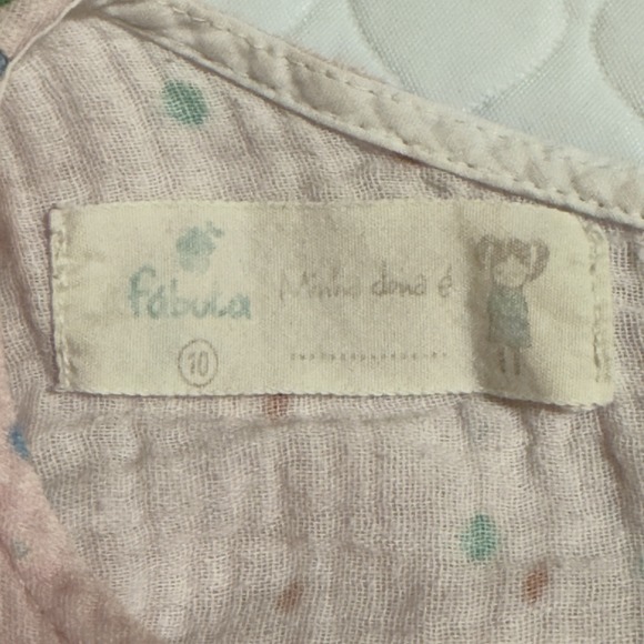 Sz 10 Girls Fabula Pink Garden Flower Butterfly Shirt Top Muslin Cotton Tie Back - Picture 7 of 11